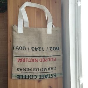 Handmade Coffee Burlap Tote Bag